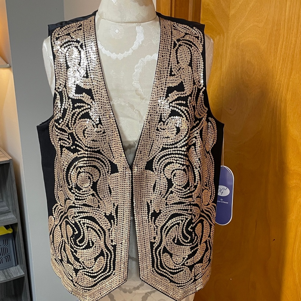 DG2 by Diane Gilman Black Vest with Gold Accents